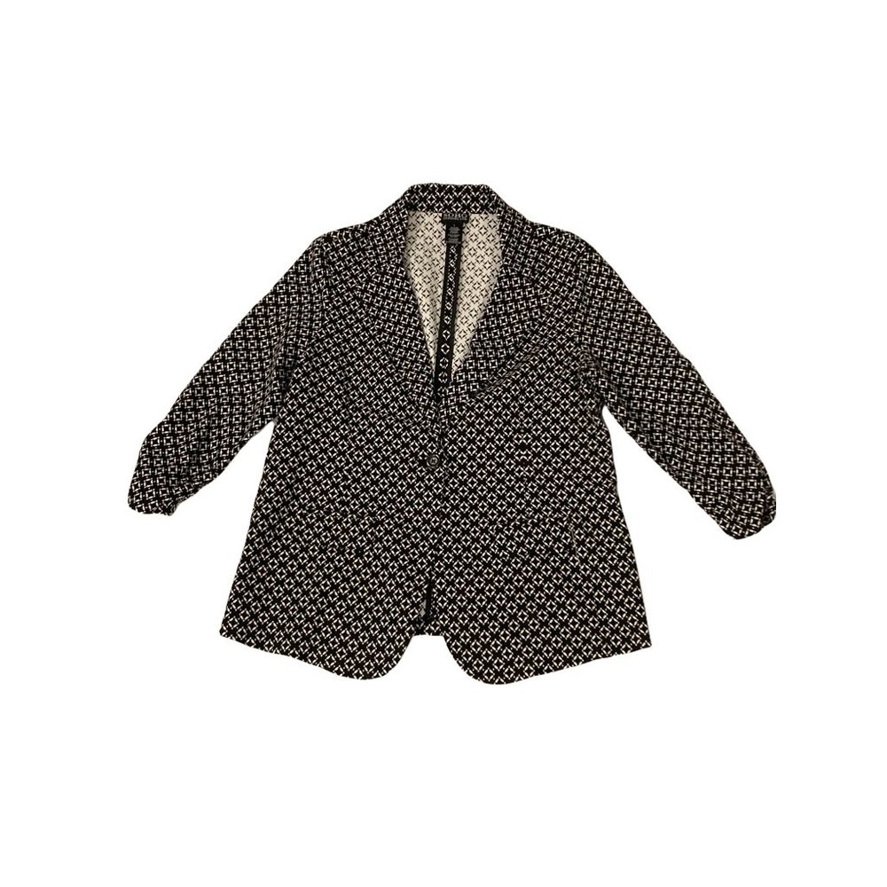 Soho Apparel Woman's Black and White Patterned Blazer Size Large